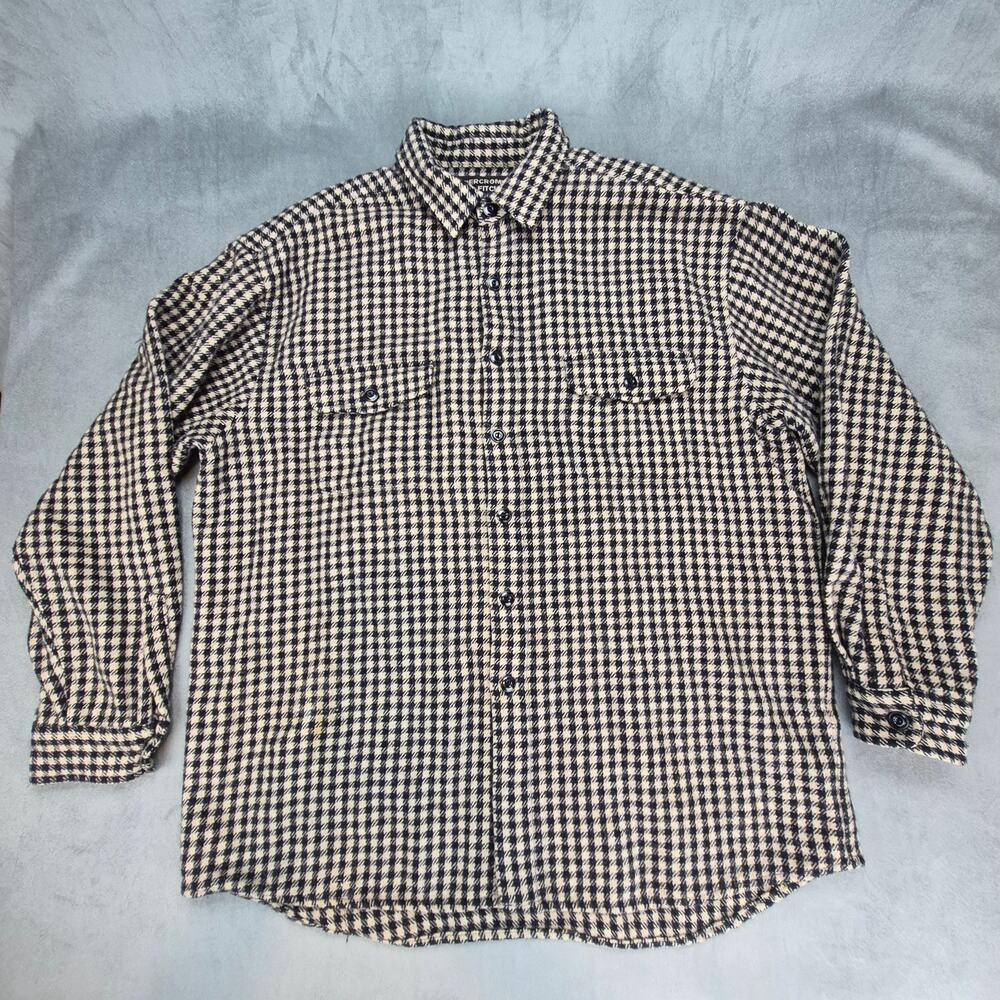 Vintage Abercrombie & Fitch Mens Sz L Wool Blend Buffalo Checkered Button Shirt